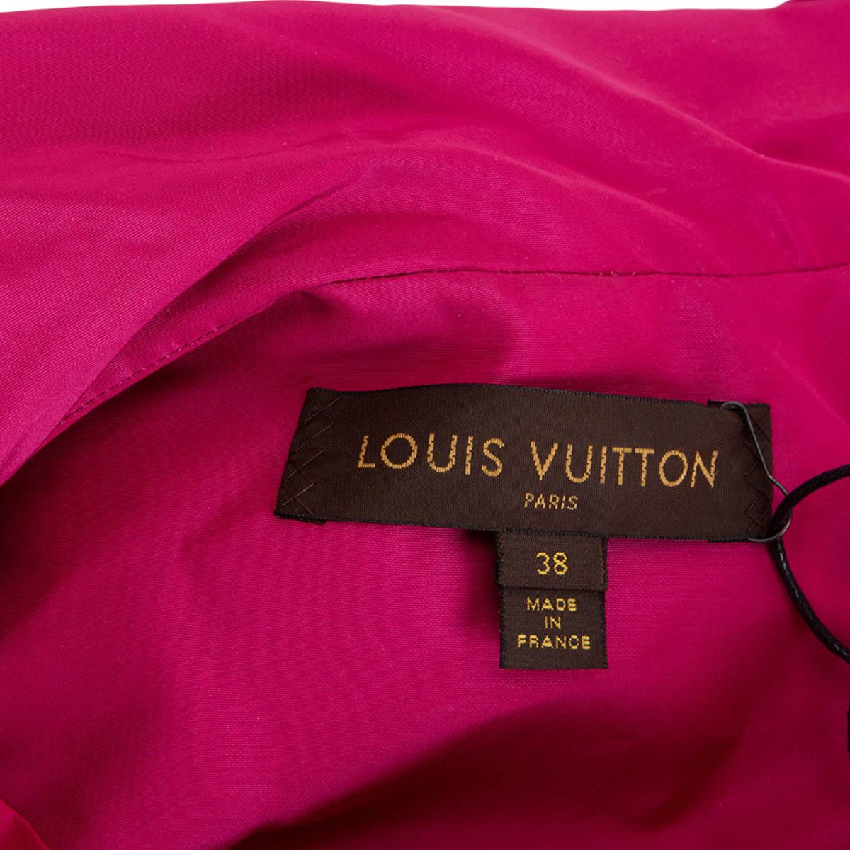LOUIS VUITTON pink silk SHORT SLEEVE BELTED Jacket 38 S In Excellent Condition For Sale In Zürich, CH