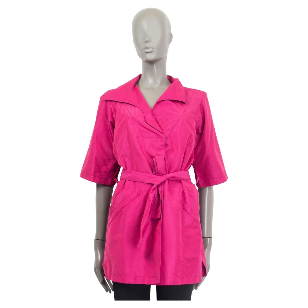 LOUIS VUITTON pink silk SHORT SLEEVE BELTED Jacket 38 S For Sale