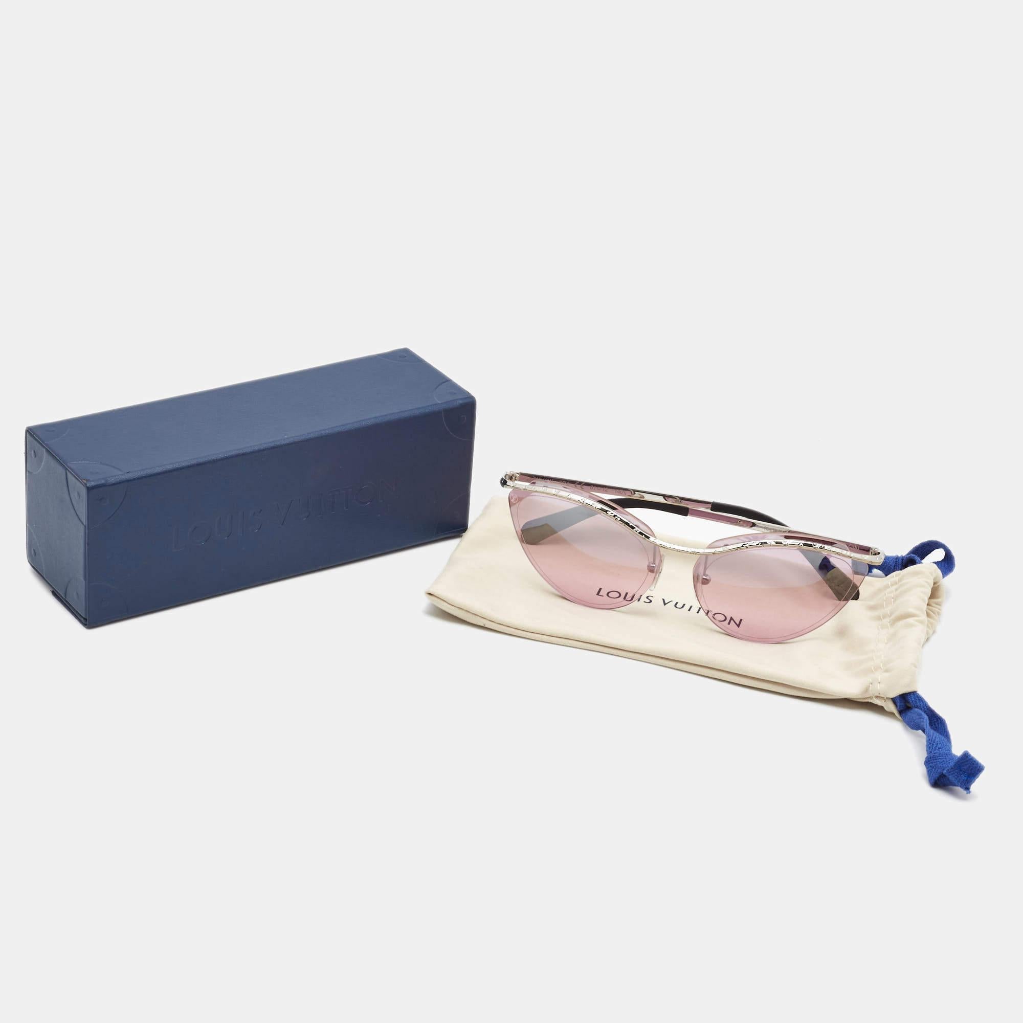 Louis Vuitton Pink/Silver Z1040W Rimless Thelma and Louise Cat Eye Sunglasses In Good Condition In Dubai, Al Qouz 2