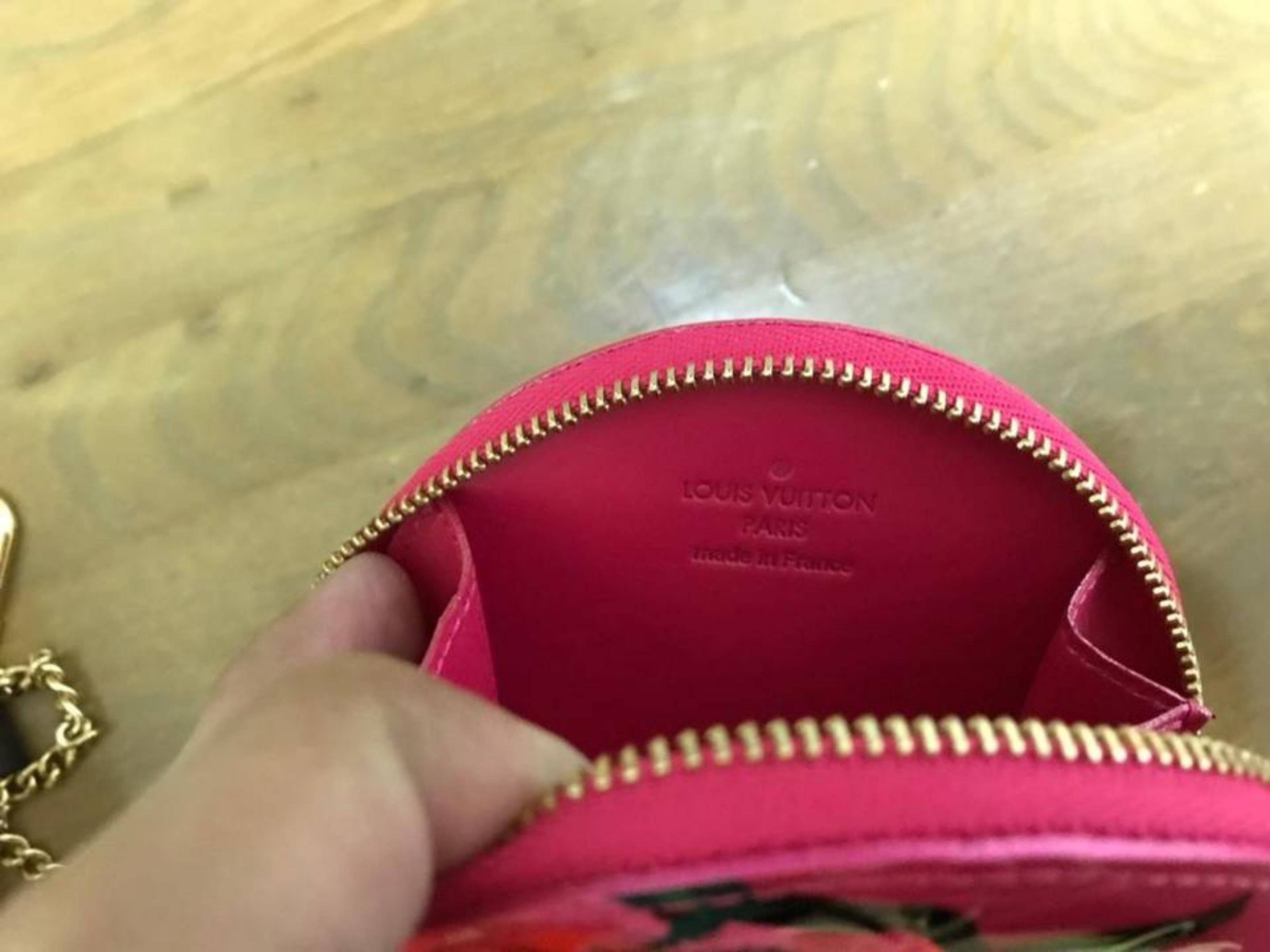 Women's Louis Vuitton Pink Stephen Sprouse Rose Pop Monogram Vernis Roses Coin Purse 234 For Sale