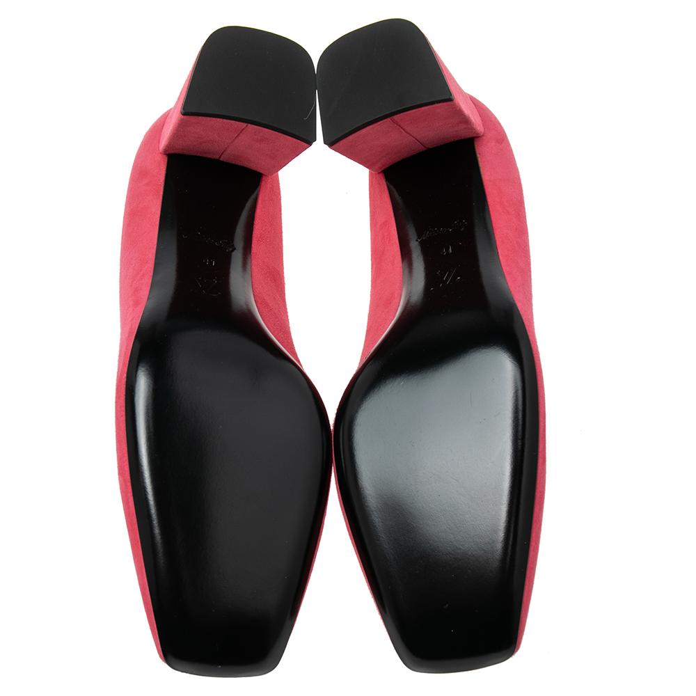 Women's Louis Vuitton Pink Suede Crystal Madeleine Block Heel Pumps Size 41