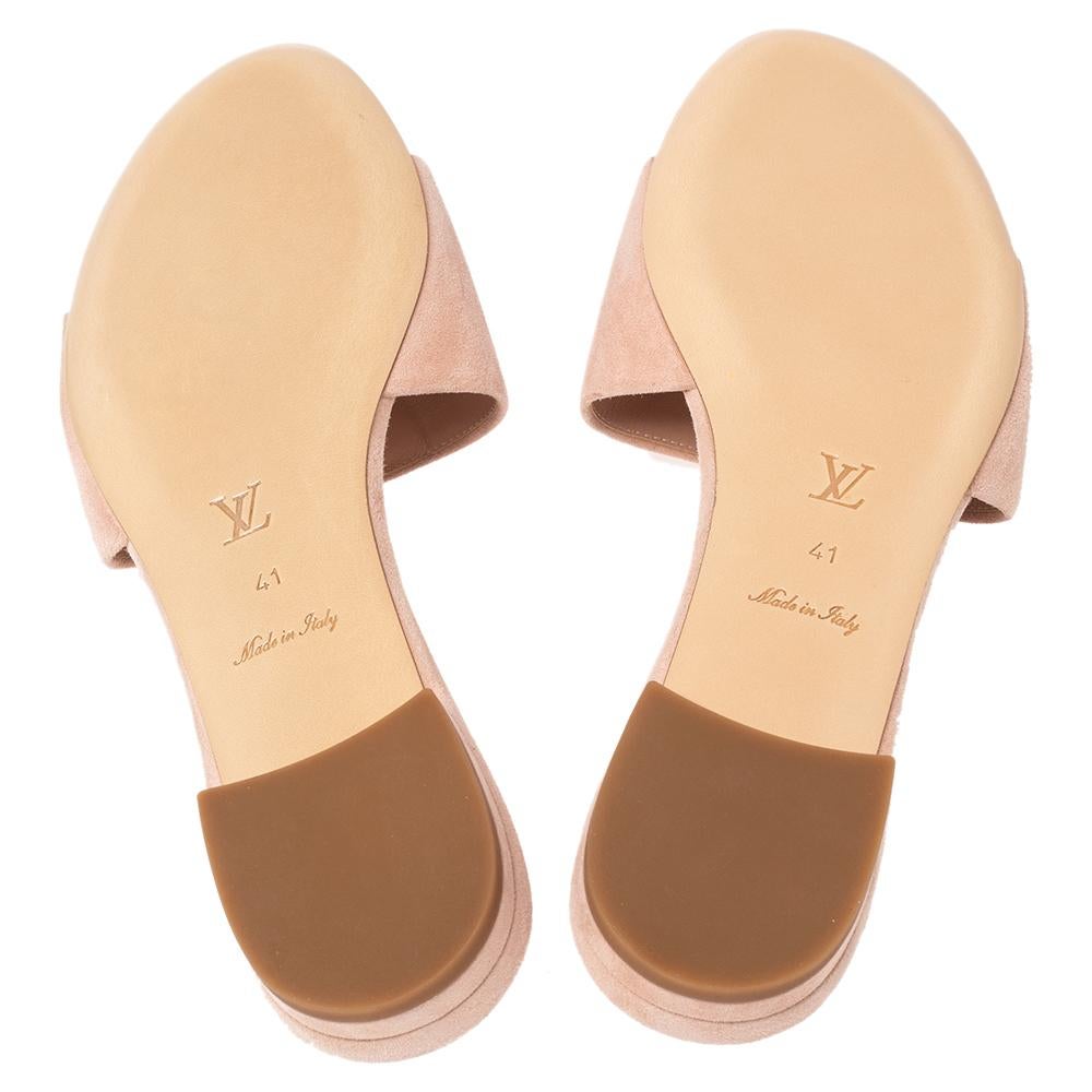 Louis Vuitton Pink Suede Crystal Madeleine Flat Mules Size 41 1
