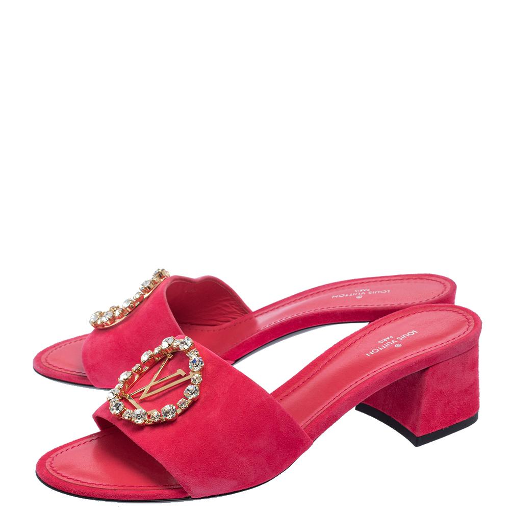 Louis Vuitton Pink Suede Madeleine Slide Sandals Size 37 1