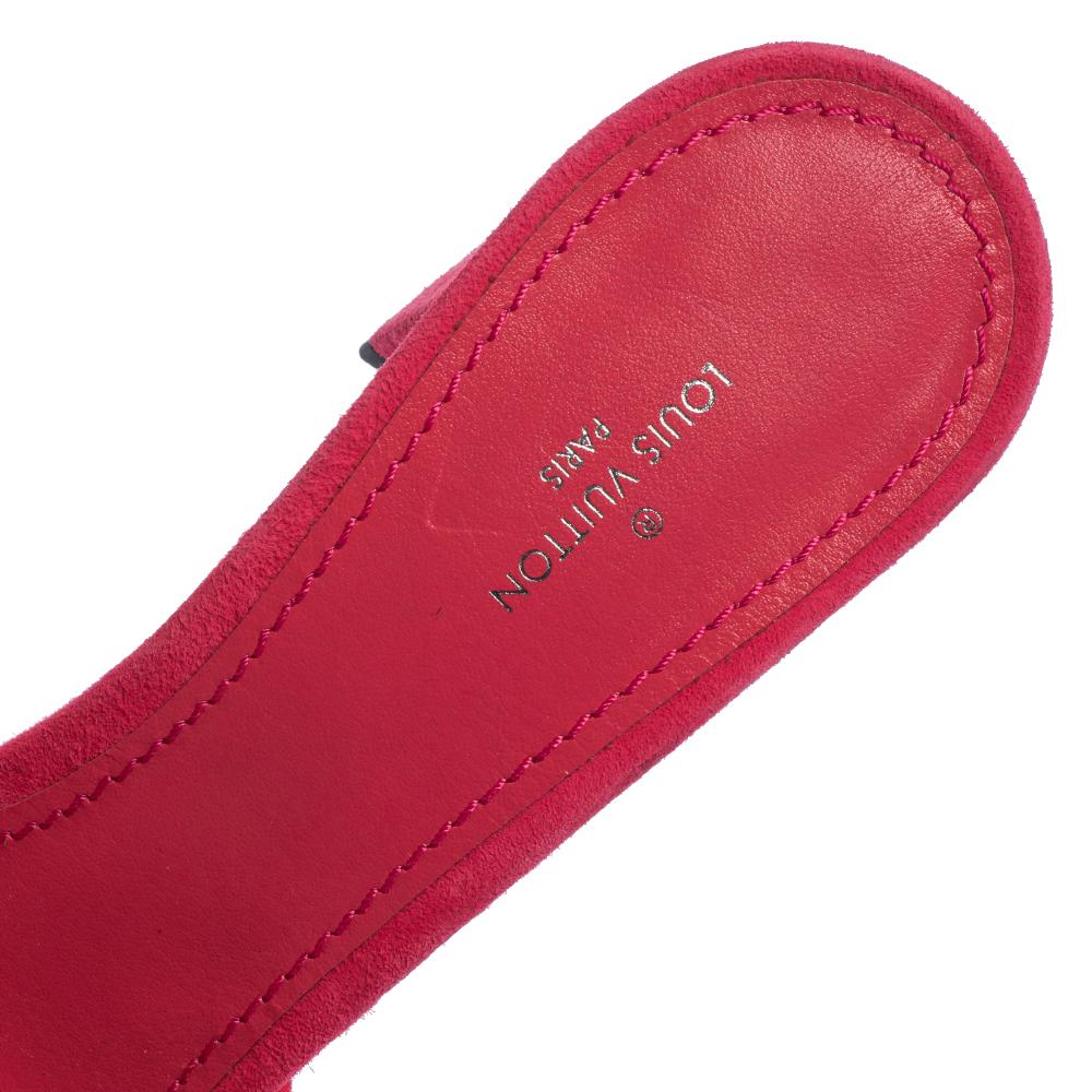 Louis Vuitton Pink Suede Madeleine Slide Sandals Size 37 2