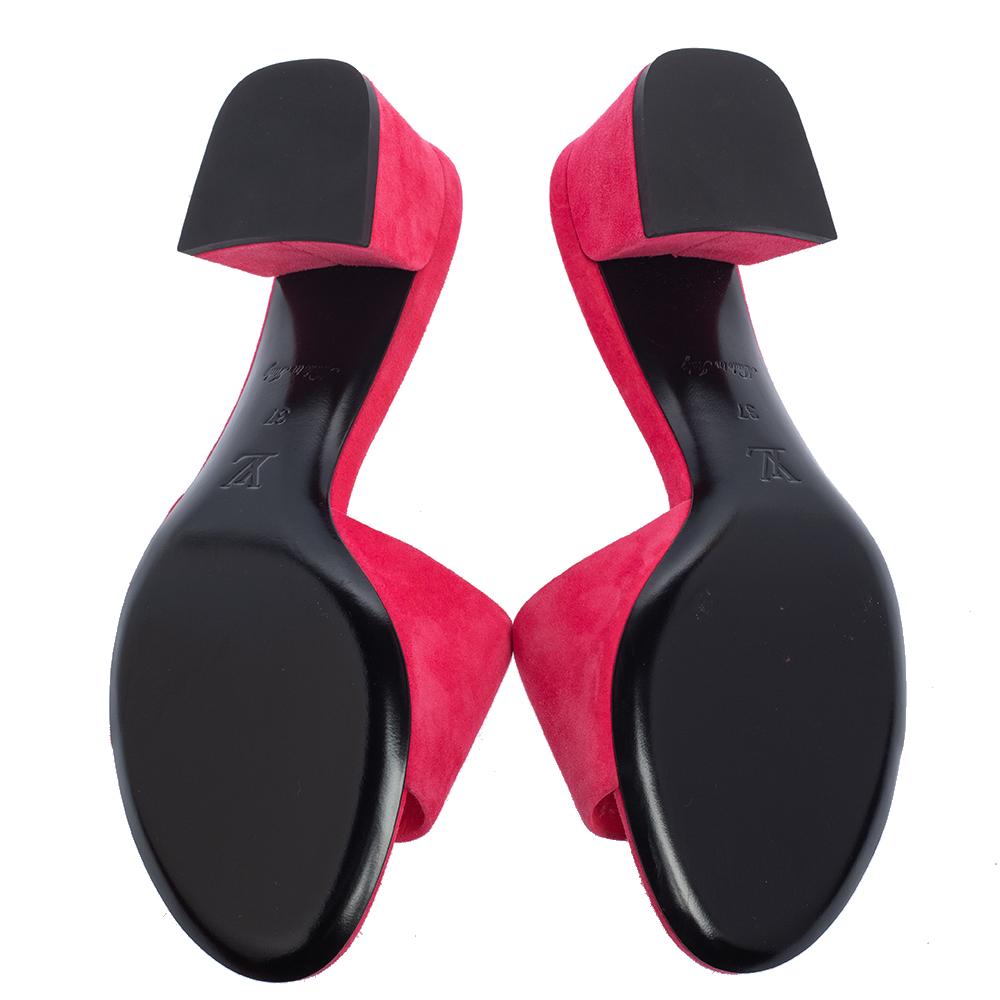 Louis Vuitton Pink Suede Madeleine Slide Sandals Size 37 3