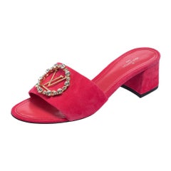 Louis Vuitton Pink Suede Madeleine Slide Sandals Size 37