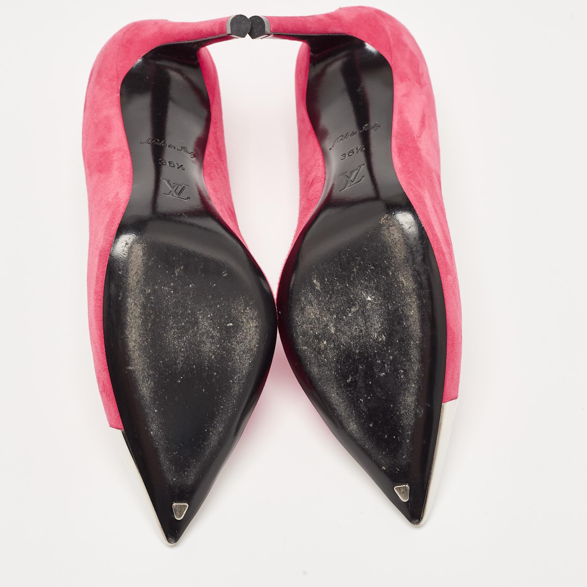 Louis Vuitton Pink Suede Pointed Toe Pumps Size 36.5 For Sale 4