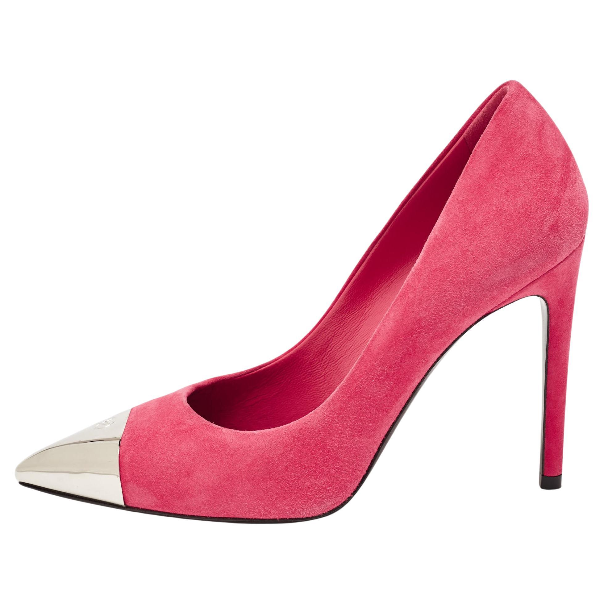 Louis Vuitton Pink Suede Pointed Toe Pumps Size 36.5 For Sale