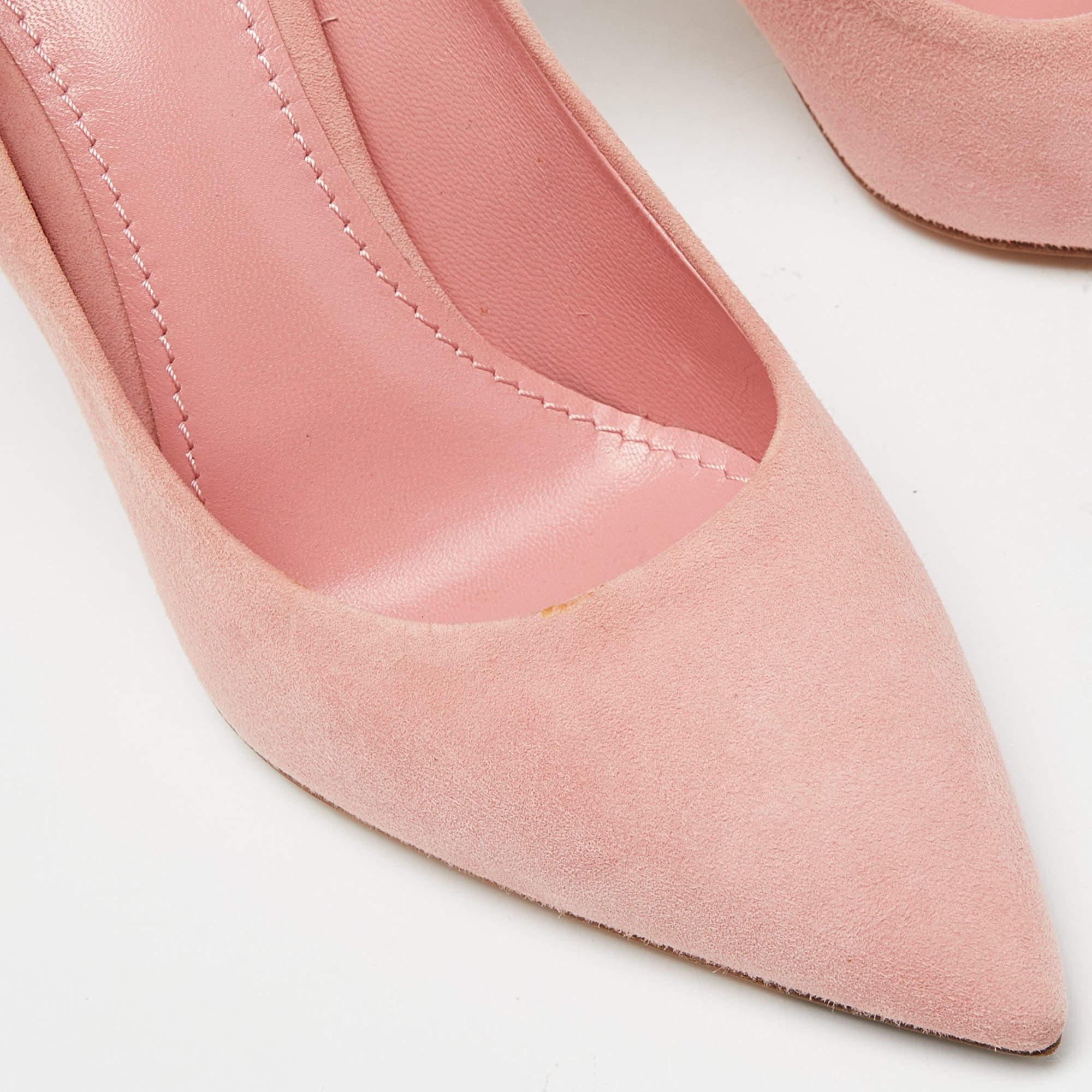 Women's Louis Vuitton Pink Suede Pointed Toe Pumps Size 38.5 For Sale