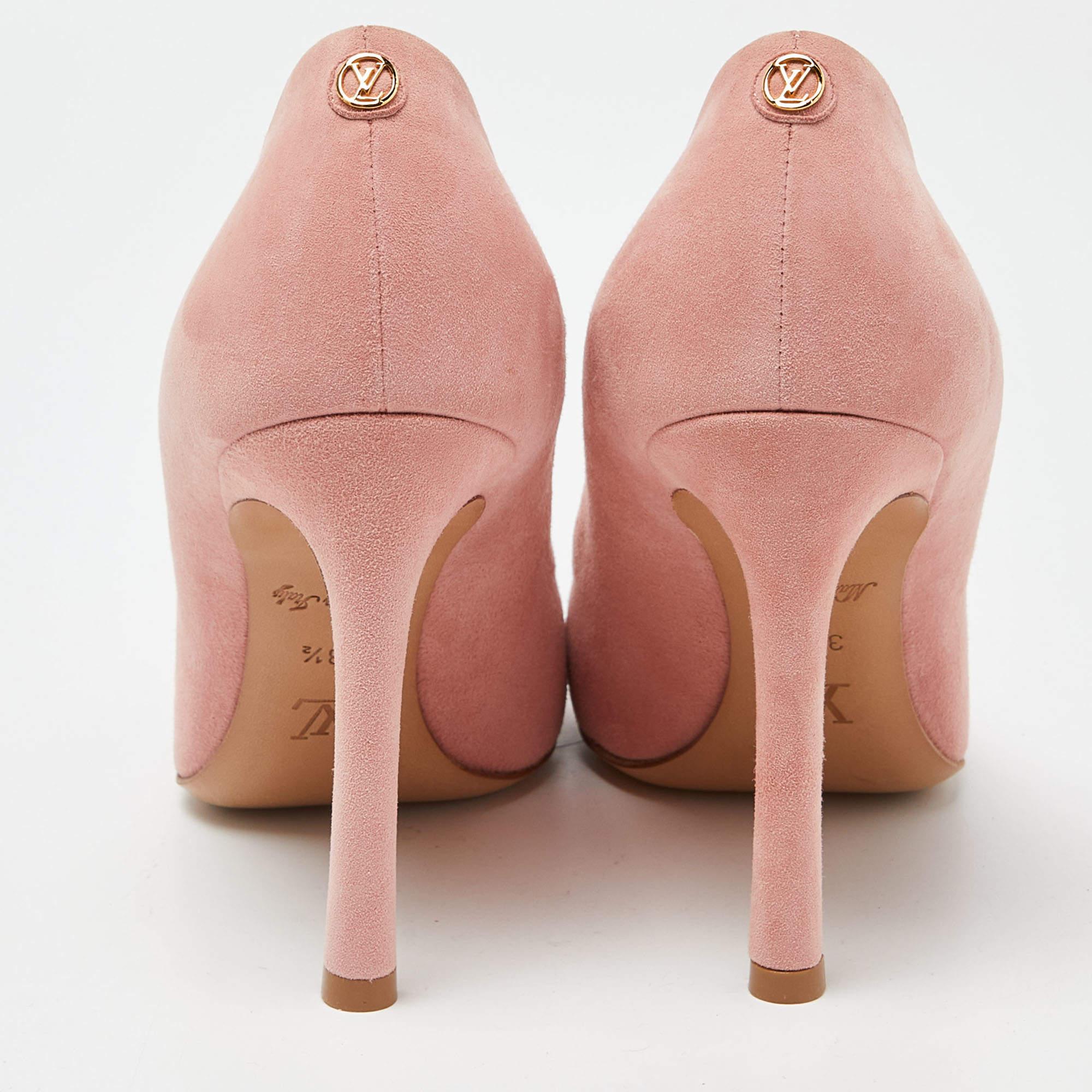 Escarpins à bout pointu en daim rose Louis Vuitton, taille 38,5 en vente 5