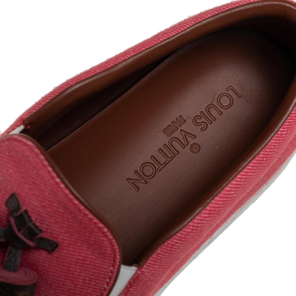 Louis Vuitton Pink Twill Monogram Canvas Destination Slip On Sneakers Size 38.5 2