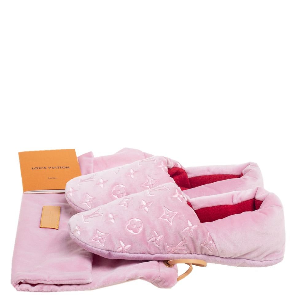 Louis Vuitton Pink Velvet Dreamy Smoking Slippers Size 37 1