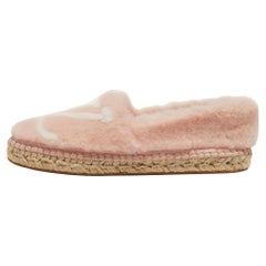 Louis Vuitton - Espadrilles de rivage rose/blanc en fausse fourrure, taille 36