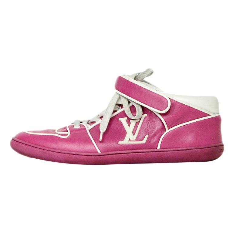 Louis Vuitton Pink/White Leather Logo Sneakers sz 36.5