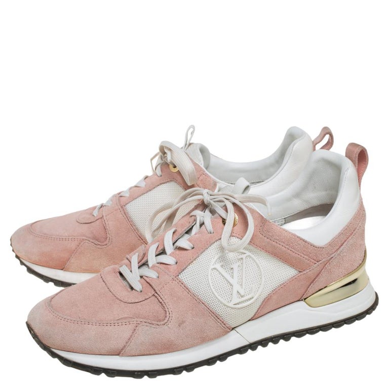 Louis Vuitton Pink/White Suede, Mesh and Leather Run Away Low-Top