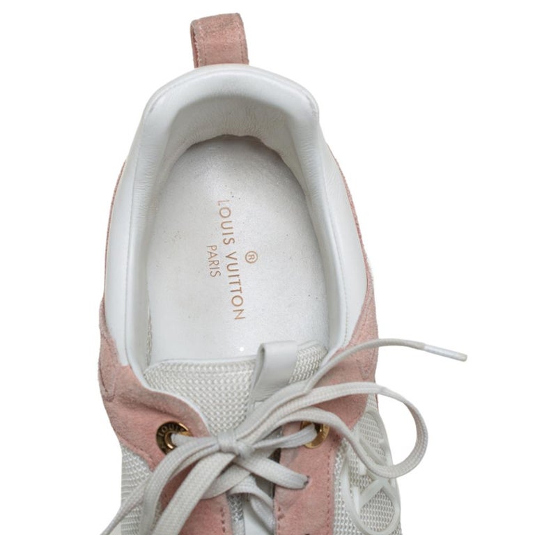 Louis Vuitton Pink/White Suede, Mesh and Leather Run Away Low-Top Sneakers  Size For Sale at 1stDibs