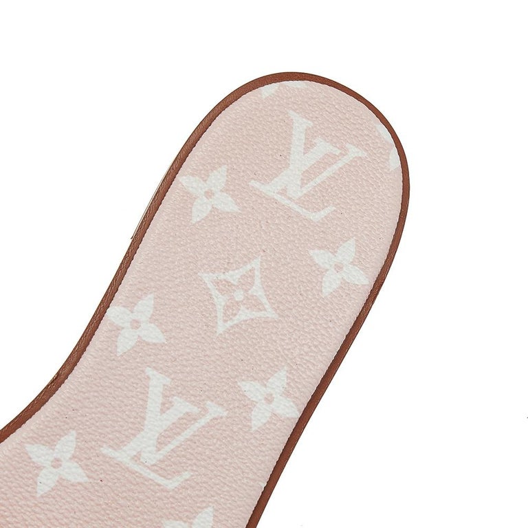 Louis Vuitton Pink/White Monogram Canvas Lock It Flat Slides Size