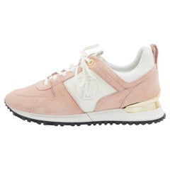 Louis Vuitton Pink/White Suede, Mesh and Leather Run Away Low-Top Sneakers Size 