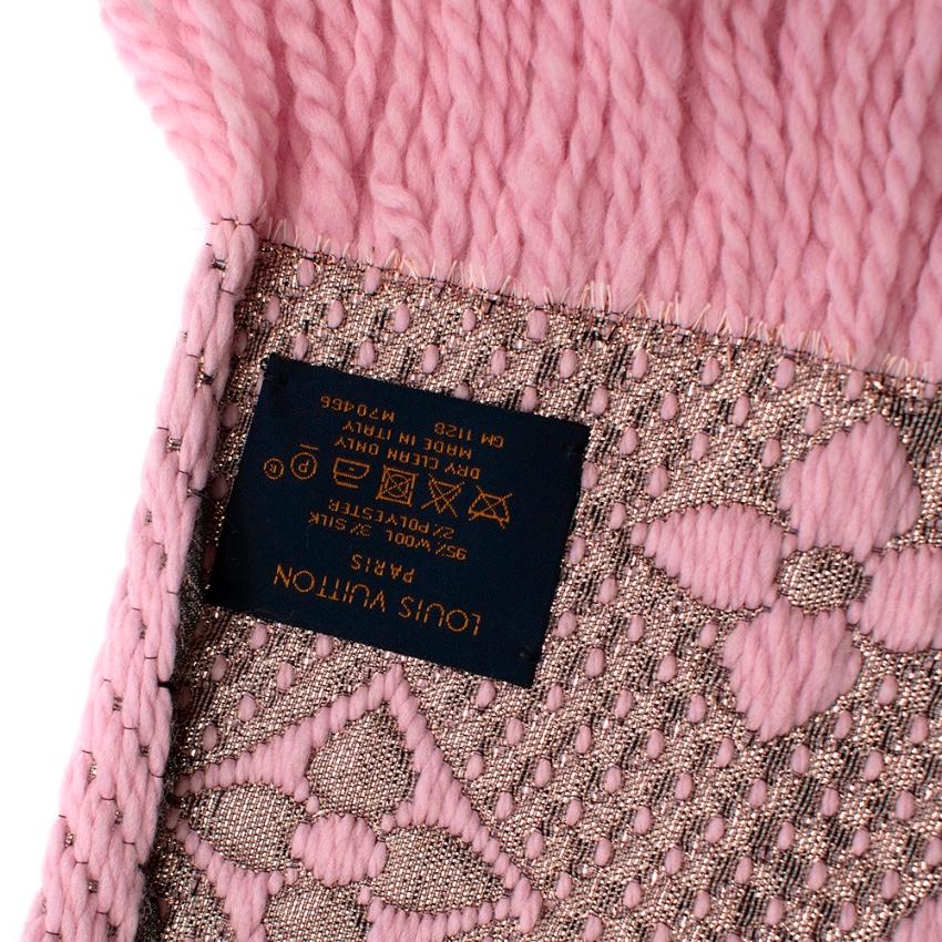 Louis Vuitton Pink Wool Blend Logomania Shine Scarf 5