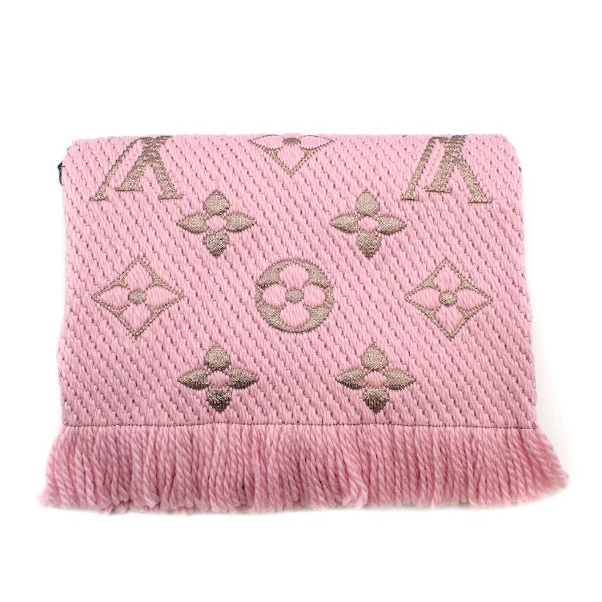 Louis Vuitton Pink Wool Blend Logomania Shine Scarf In New Condition In London, GB