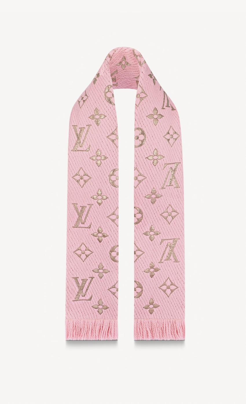 Louis Vuitton Pink Wool Blend Logomania Shine Scarf 1