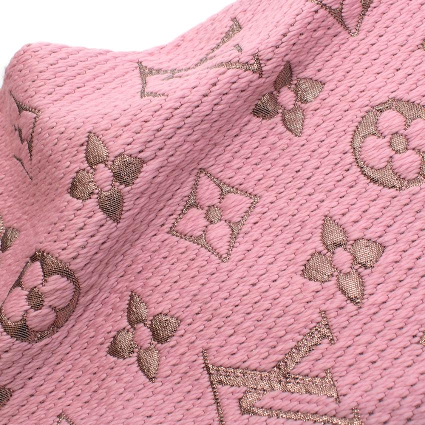 Louis Vuitton Pink Wool Blend Logomania Shine Scarf 3