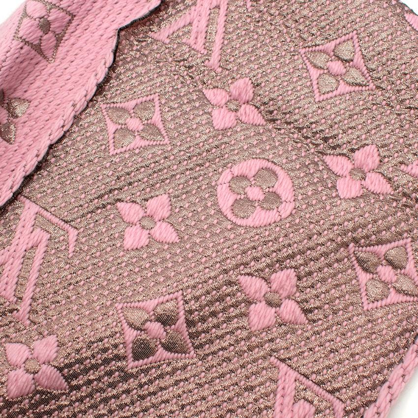 Louis Vuitton Pink Wool Blend Logomania Shine Scarf 4