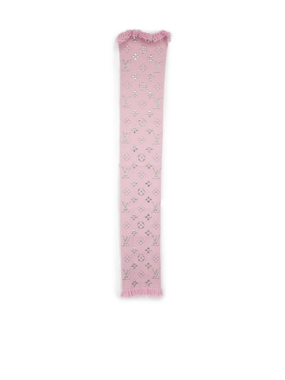 Louis Vuitton Pink Wool Logomania Shine Scarf In Good Condition In London, GB