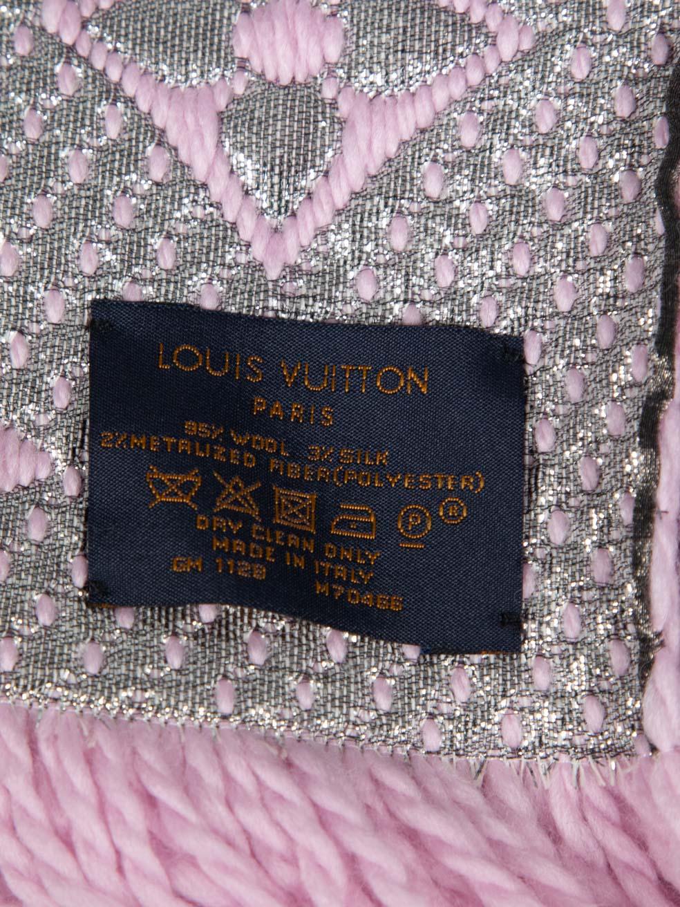Louis Vuitton Pink Wool Logomania Shine Scarf 2