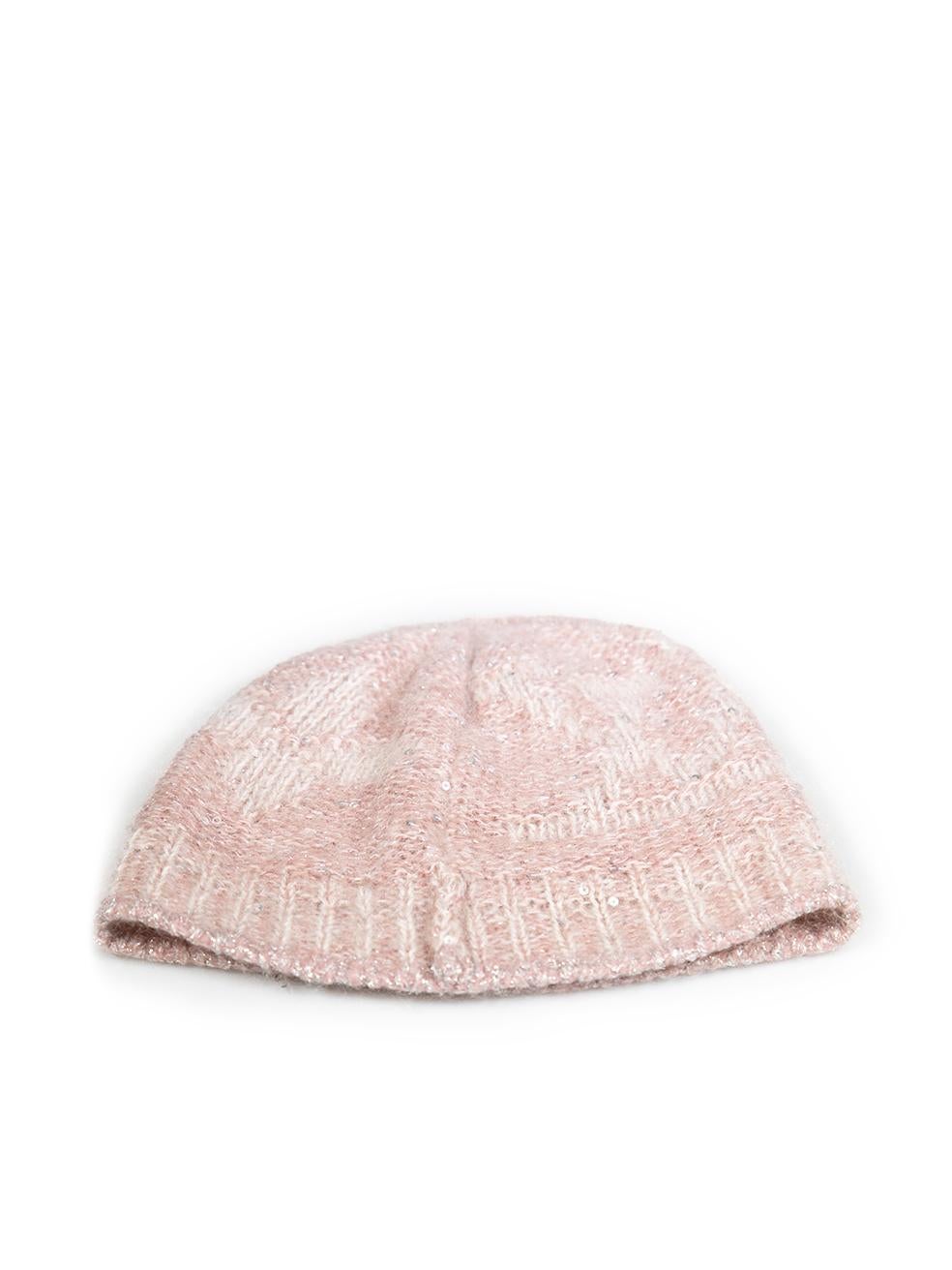Beige Louis Vuitton Pink Wool Sequinned Monogram Beanie