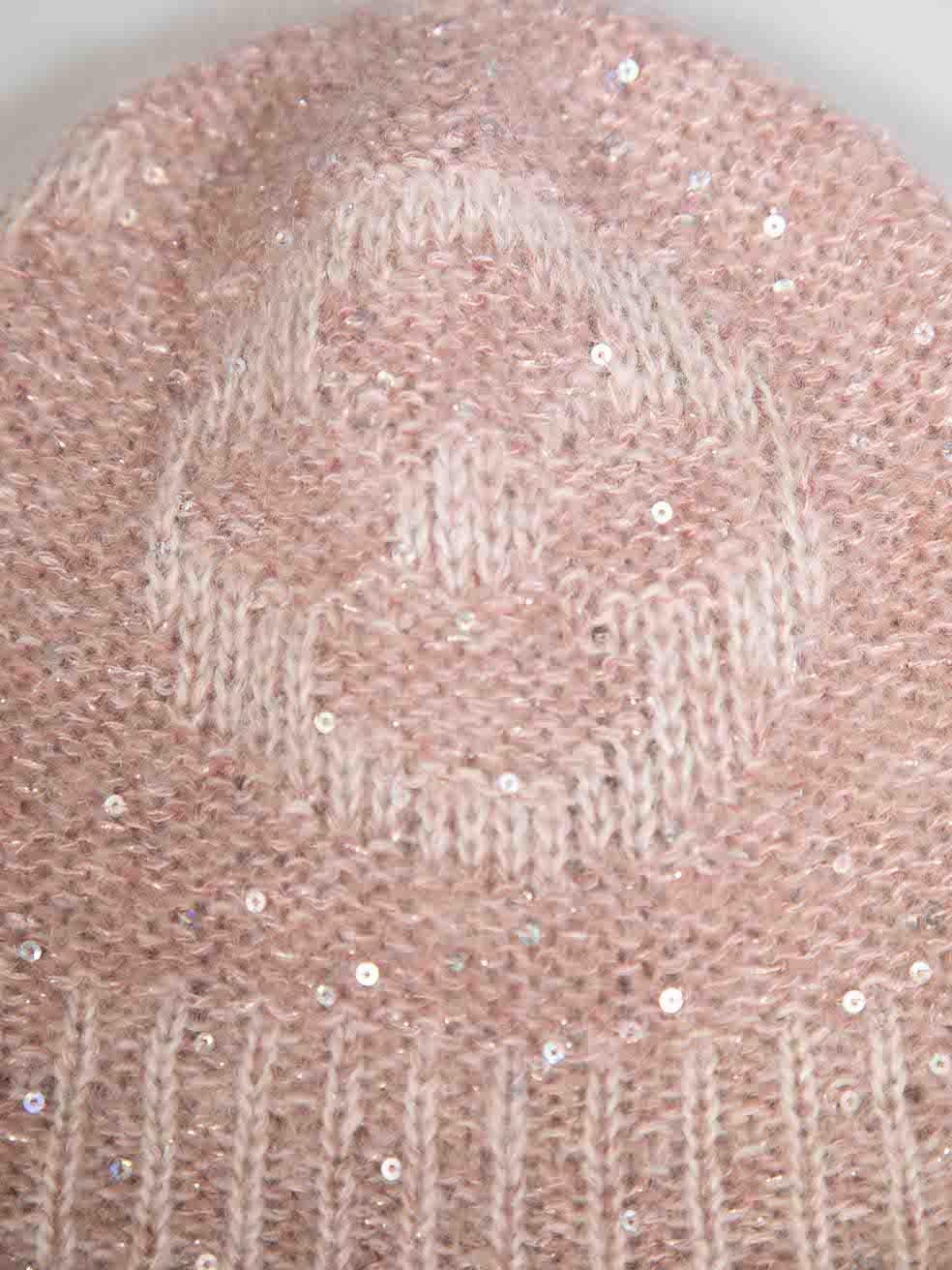 Louis Vuitton Pink Wool Sequinned Monogram Beanie In Good Condition In London, GB