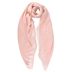 Louis Vuitton Pink Wool & Silk Monogram Denim Shawl