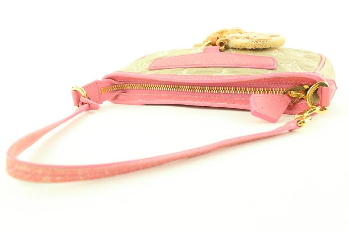 Women's Louis Vuitton Pink x Beige Monogram Sabbia Cabas Pochette Accessories Bag 858933