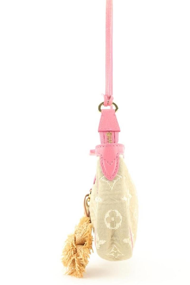 Louis Vuitton Pink x Beige Monogram Sabbia Cabas Pochette Accessories Bag 858933 2