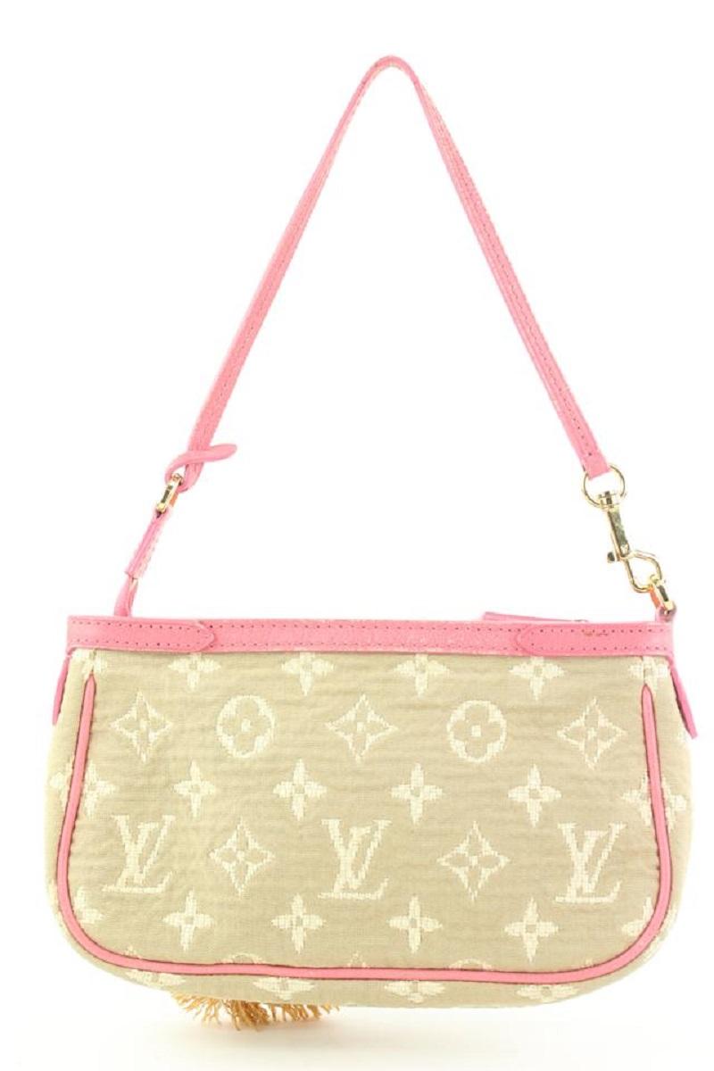 Louis Vuitton Pink x Beige Monogram Sabbia Cabas Pochette Accessories Bag 858933 3
