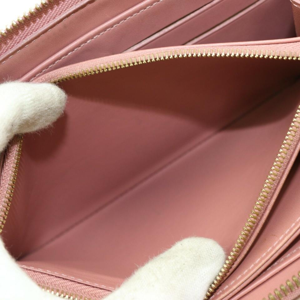 Louis Vuitton Rosas Zippy Rosa Velour Ikat Larga Cremallera Alrededor Rosas Vernis Raro 3