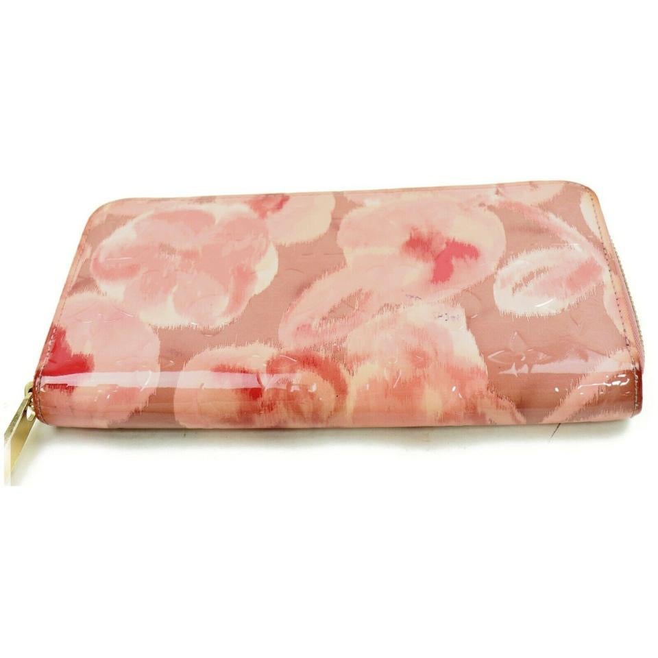 Louis Vuitton Rosas Zippy Rosa Velour Ikat Larga Cremallera Alrededor Rosas Vernis Raro 4