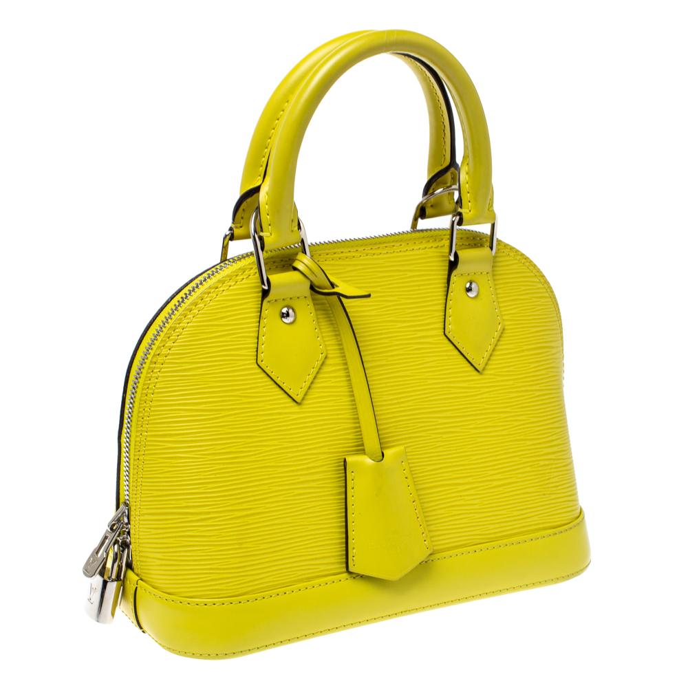 Yellow Louis Vuitton Pistache Epi Leather Alma BB Bag
