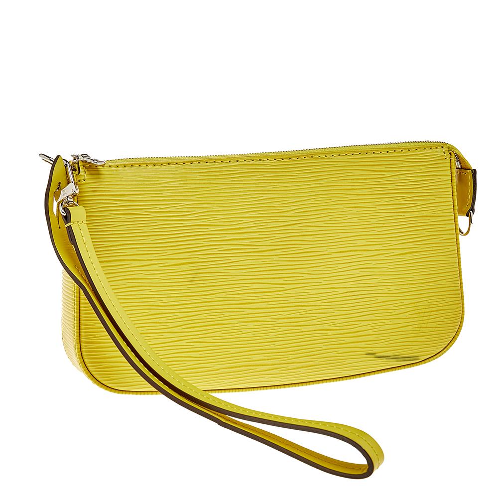 Yellow Louis Vuitton Pistache Epi Leather Pochette Accessoires Bag