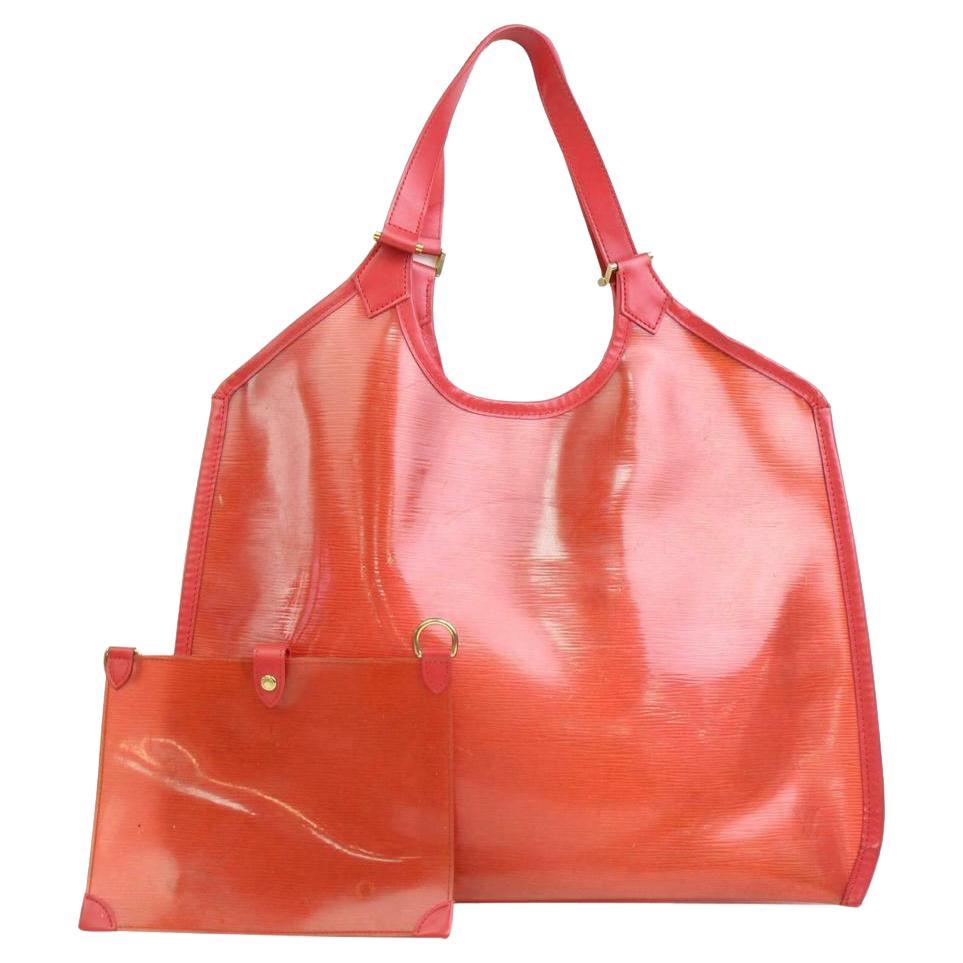 Louis Vuitton Plage Clear Translucent Epi Baia Grenadine 870807 Red Patent Bag