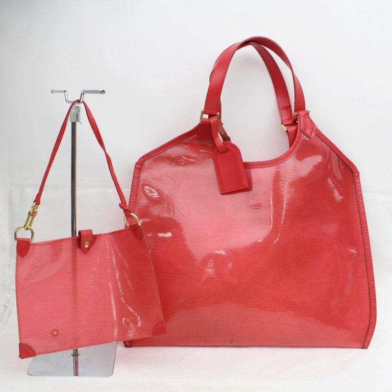 Louis Vuitton Clear Translucent Lagoon Bay Red Epi Plage Tote with