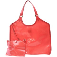 Louis Vuitton Plage Translucent Clear Epi Baia with Pouch 869966 Red Vinyl Tote