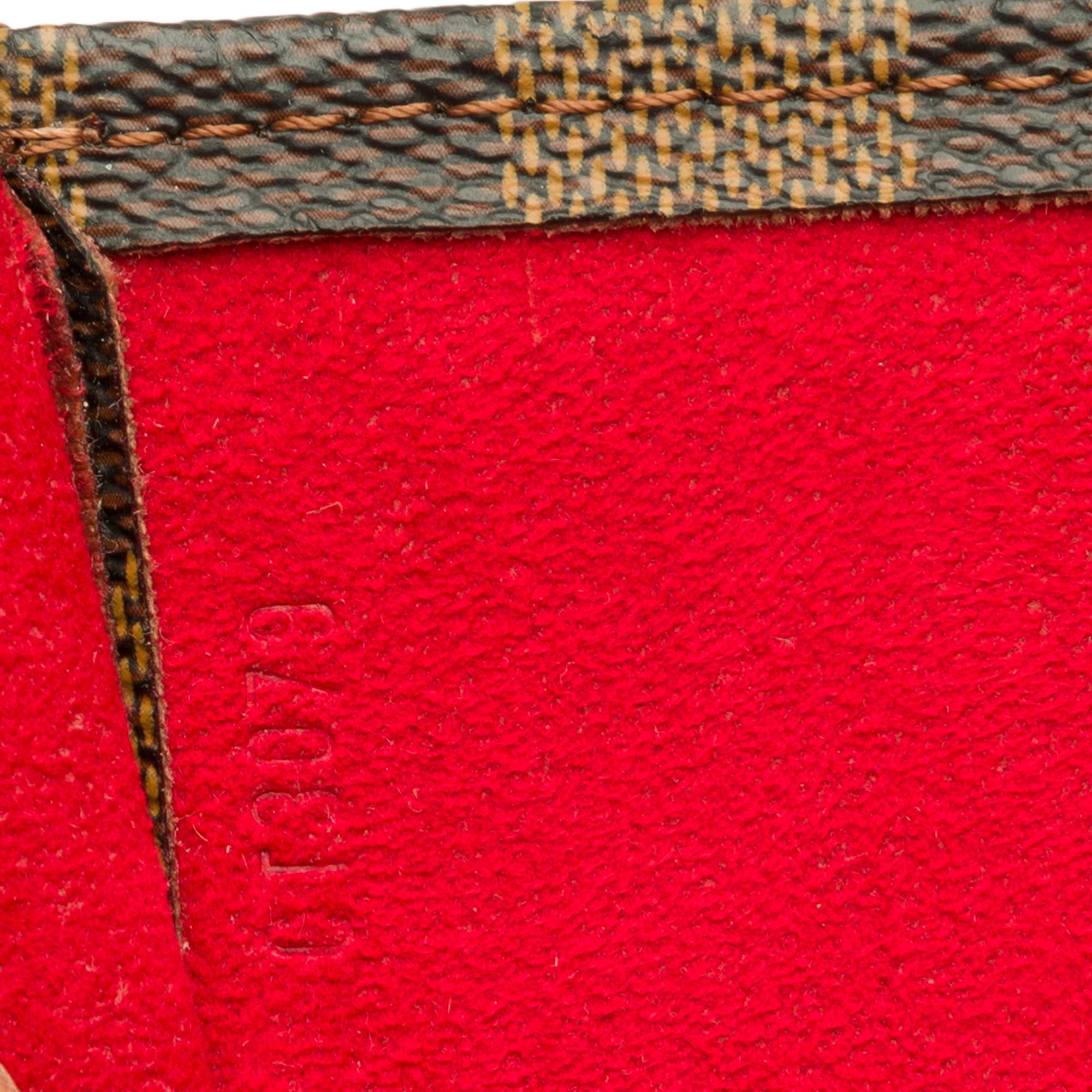 Brown Louis Vuitton Plat handbag in ebony checker canvas customized 