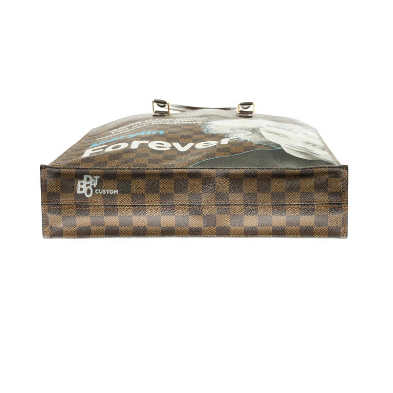 Louis Vuitton Plat handbag in ebony checker canvas customized 