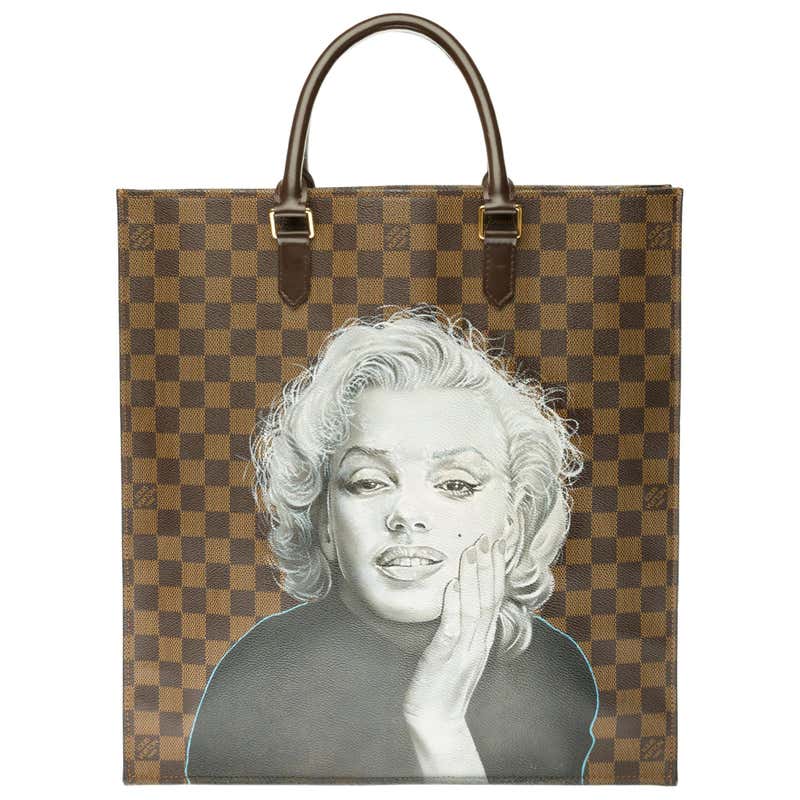 Louis Vuitton Black checkered canvas vertical shoulder bag and natural ...