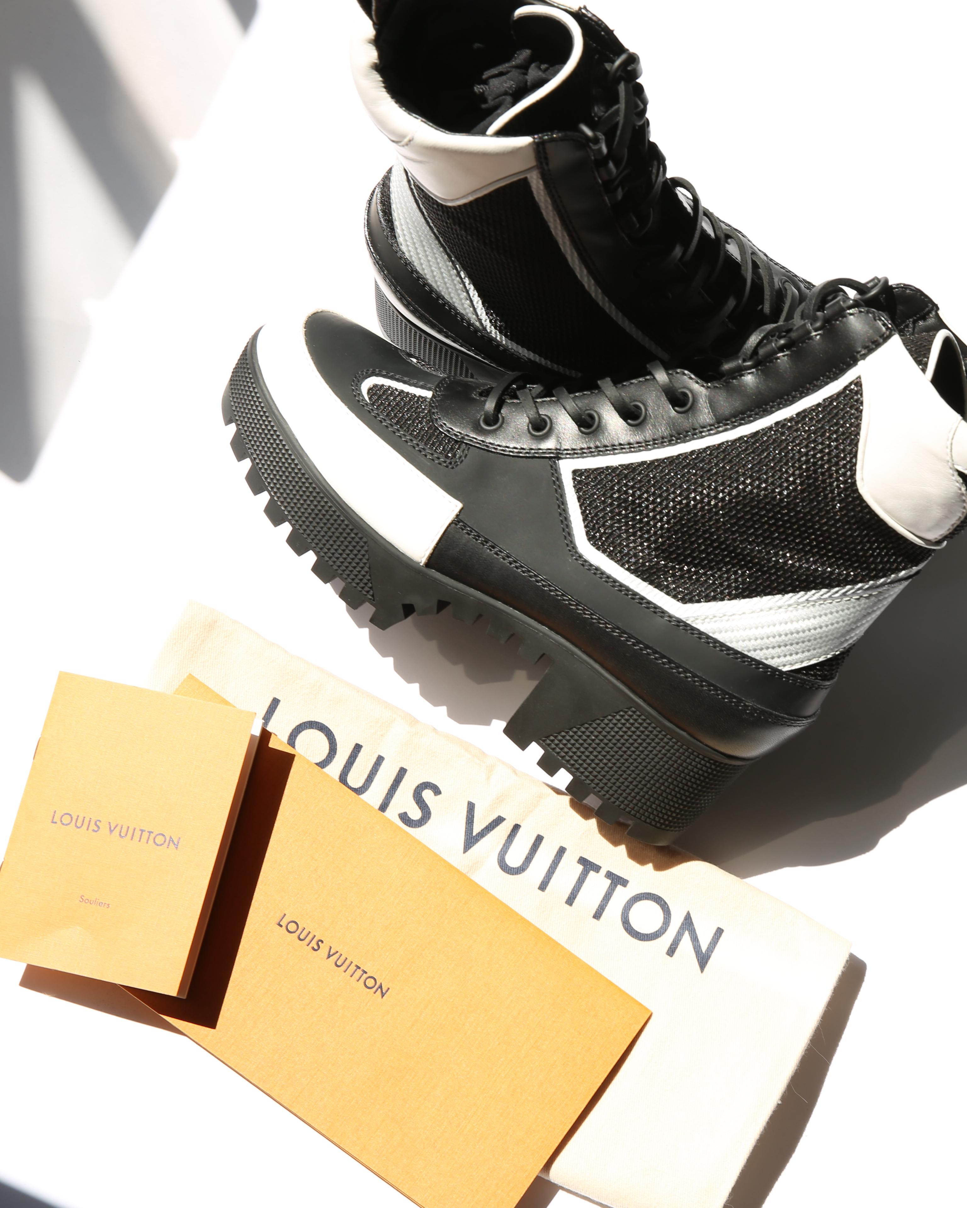 Louis Vuitton platform Laureate Desert black white mesh lace up ankle boots 39 1