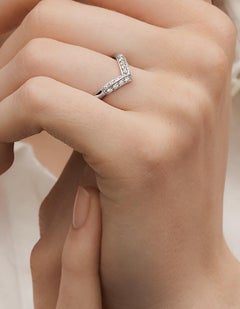 Louis Vuitton Platinum LV Diamonds Pavé V Ring sz 53/ 6.5 rt $4650