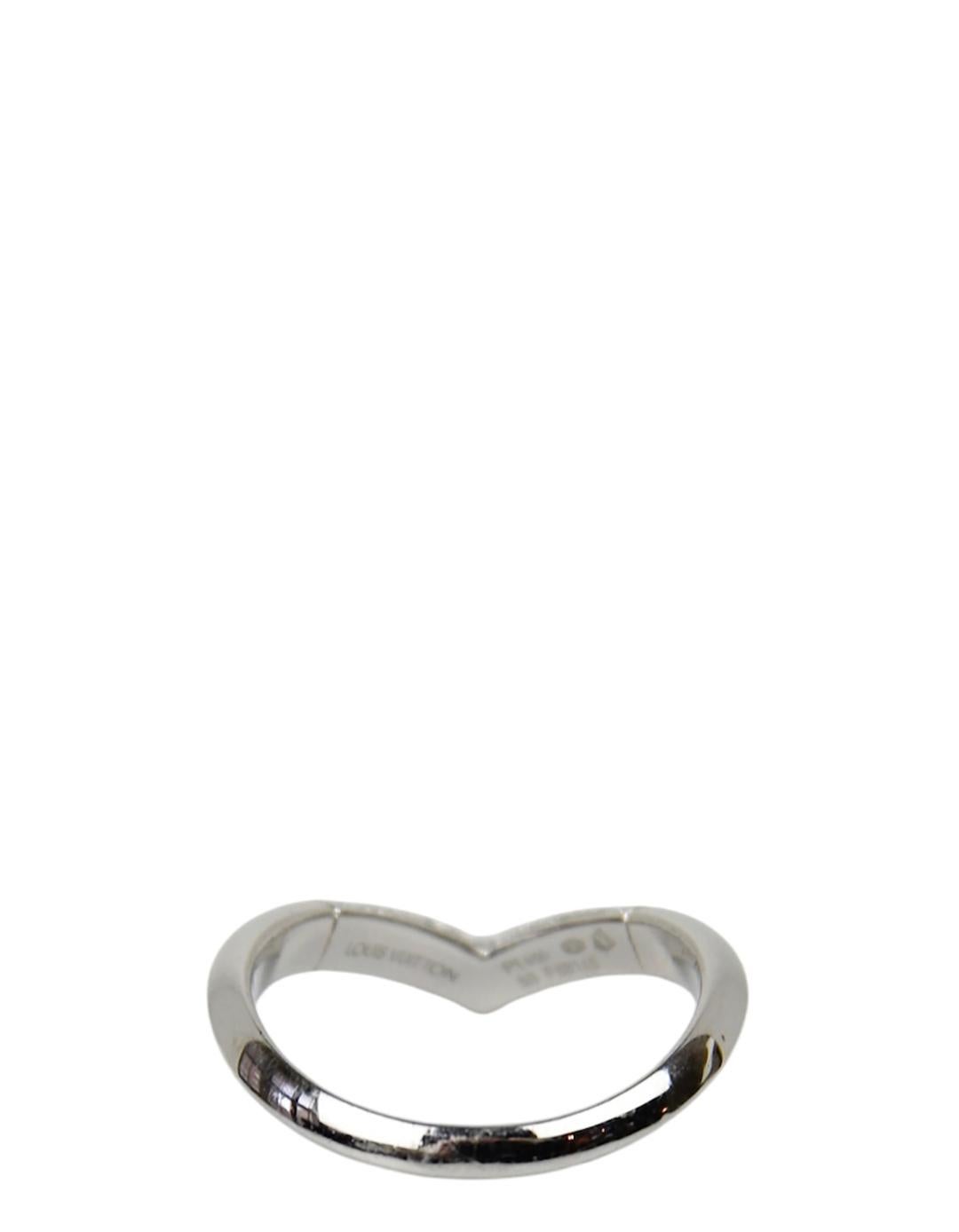 Women's Louis Vuitton Platinum LV Diamonds Pavé V Ring sz 53/ 6.5 rt $4650