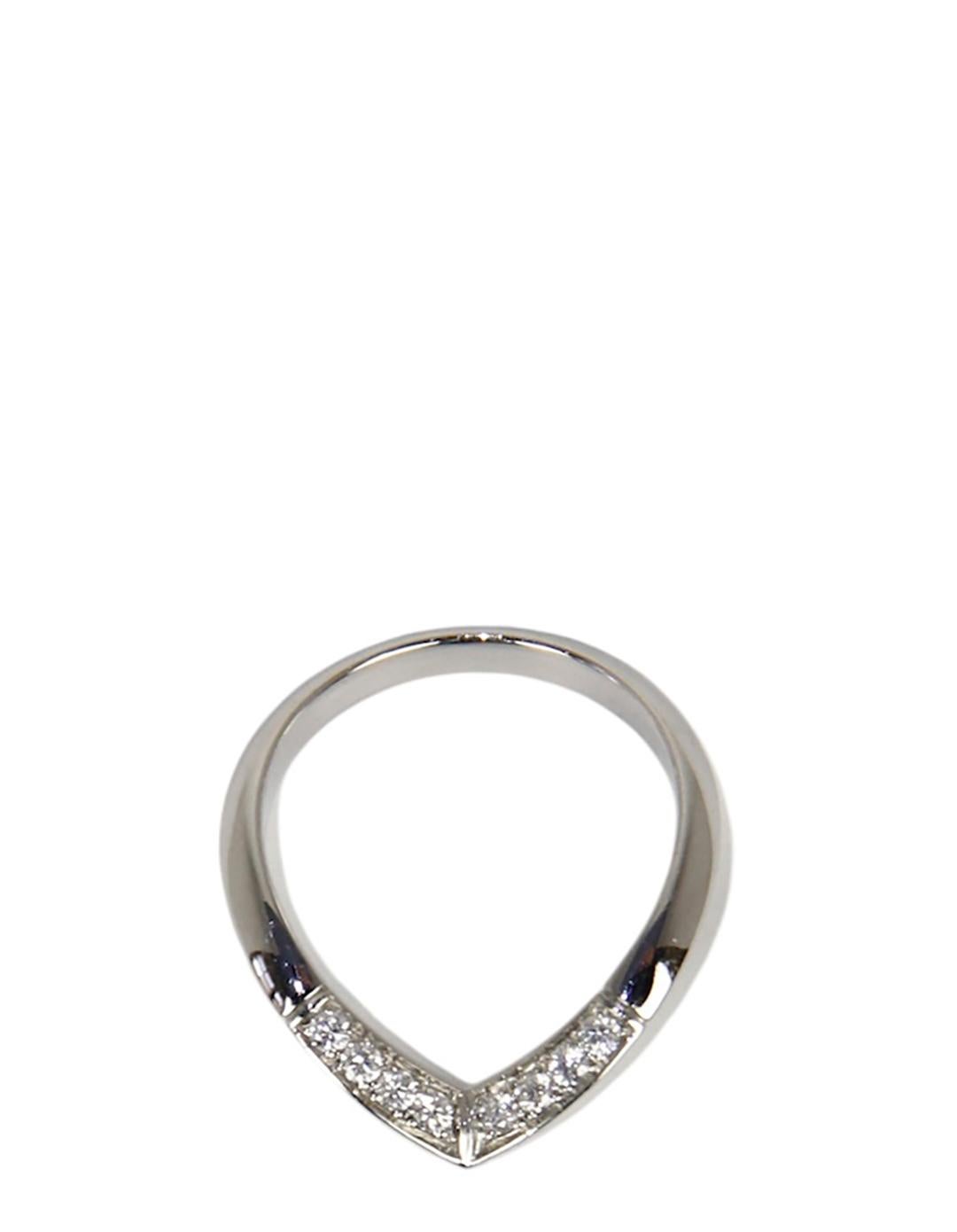 Louis Vuitton Platinum LV Diamonds Pavé V Ring sz 53/ 6.5 rt $4650 1