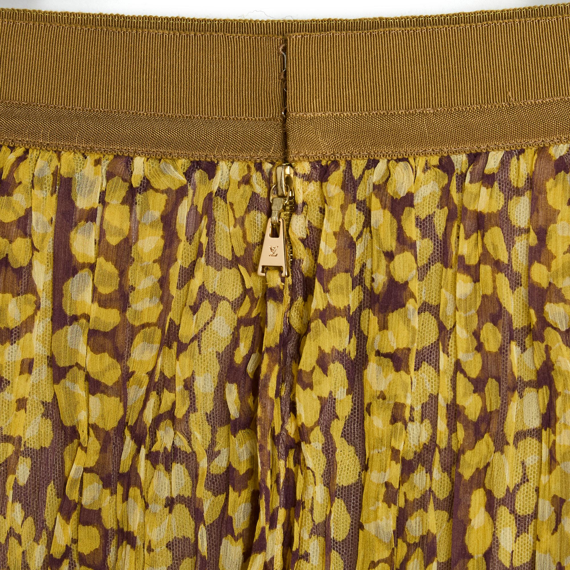 Louis Vuitton Pleated silk chiffon skirt FR36  For Sale 1